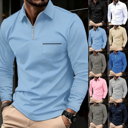 Mens long sleeve polo - polo, shirts