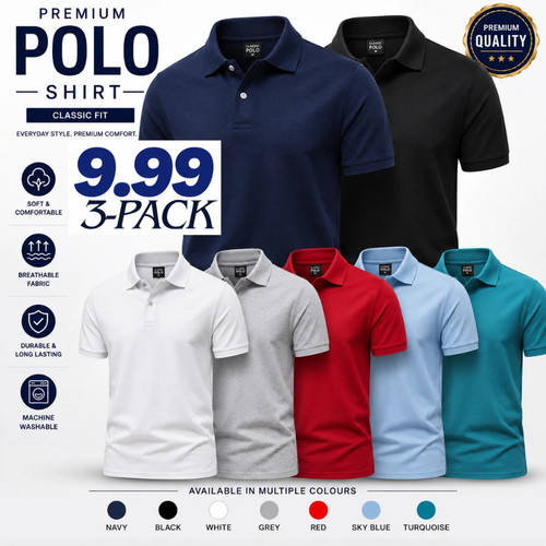 Mens polo shirts pique - 3p,