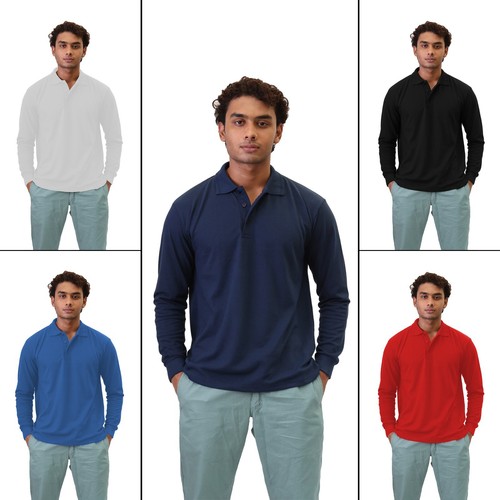 Mens long sleeve polo - mens,