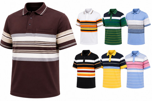 Men casual striped polo - striped,