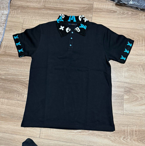Men black cotton logo polo - cotton,